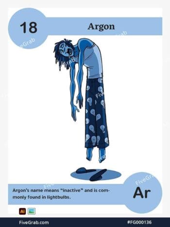 Download the Argon chemical element vector asset. Premium quality graphic for science-themed designs, posters, and digital media, download available.
