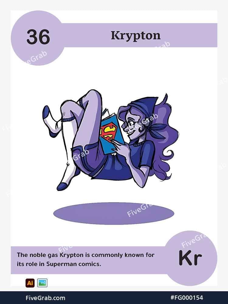 Download the Krypton chemical element vector asset. Premium quality graphic for science-themed designs, posters, and digital media, download available.