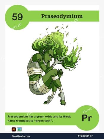Download the Praseodymium chemical element vector asset. Premium quality graphic for science-themed designs, posters, and digital media, download available.