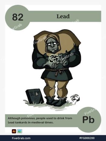 Download the Lead chemical element vector asset. Premium quality graphic for science-themed designs, posters, and digital media, download available.