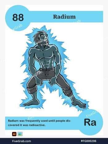 Download the Radium chemical element vector asset. Premium quality graphic for science-themed designs, posters, and digital media, download available.