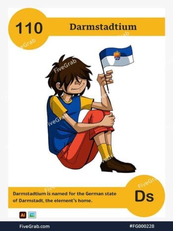 Download the Darmstadtium chemical element vector asset. Premium quality graphic for science-themed designs, posters, and digital media, download available.