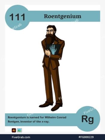Download the Roentgenium chemical element vector asset. Premium quality graphic for science-themed designs, posters, and digital media, download available.