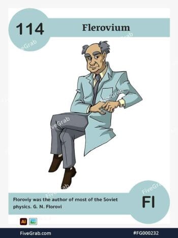 Download the Flerovium chemical element vector asset. Premium quality graphic for science-themed designs, posters, and digital media, download available.