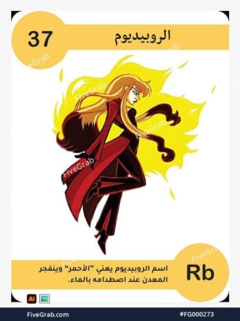 قم بتحميل ملف فيكتور عنصر الروبيديوم الكيميائي بجودة عالية. تصميم جرافيك احترافي للمشاريع العلمية، البوسترات، والوسائط الرقمية، الملف متاح للتحميل الفوري.