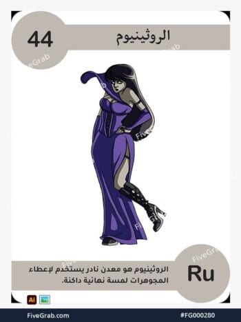 قم بتحميل ملف فيكتور عنصر الروثينيوم الكيميائي بجودة عالية. تصميم جرافيك احترافي للمشاريع العلمية، البوسترات، والوسائط الرقمية، الملف متاح للتحميل الفوري.