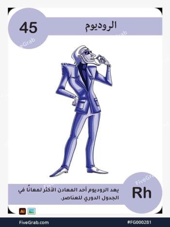 قم بتحميل ملف فيكتور عنصر الروديوم الكيميائي بجودة عالية. تصميم جرافيك احترافي للمشاريع العلمية، البوسترات، والوسائط الرقمية، الملف متاح للتحميل الفوري.