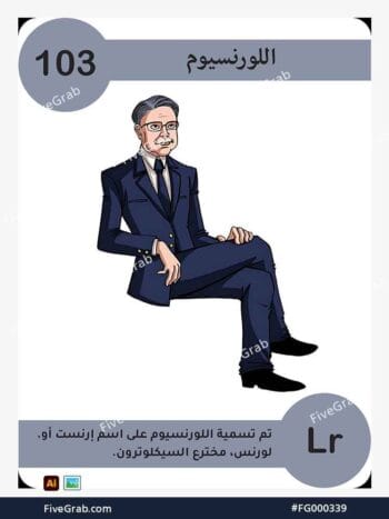 قم بتحميل ملف فيكتور عنصر اللورنسيوم الكيميائي بجودة عالية. تصميم جرافيك احترافي للمشاريع العلمية، البوسترات، والوسائط الرقمية، الملف متاح للتحميل الفوري.