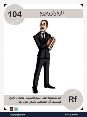 قم بتحميل ملف فيكتور عنصر الرذرفورديوم الكيميائي بجودة عالية. تصميم جرافيك احترافي للمشاريع العلمية، البوسترات، والوسائط الرقمية، الملف متاح للتحميل الفوري.