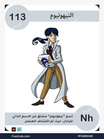 قم بتحميل ملف فيكتور عنصر النيهونيوم الكيميائي بجودة عالية. تصميم جرافيك احترافي للمشاريع العلمية، البوسترات، والوسائط الرقمية، الملف متاح للتحميل الفوري.