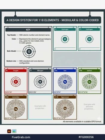 Clean Chemistry Element Vectors for Periodic Table Design