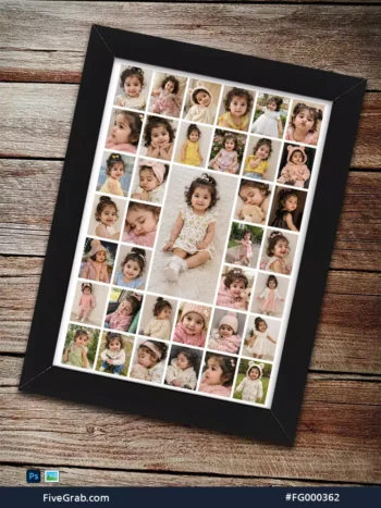 Kids Photo Collage Frame Mockup PSD